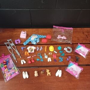 Barbie Accessory Bundle - Crutches, Shoes, Backpack And More!